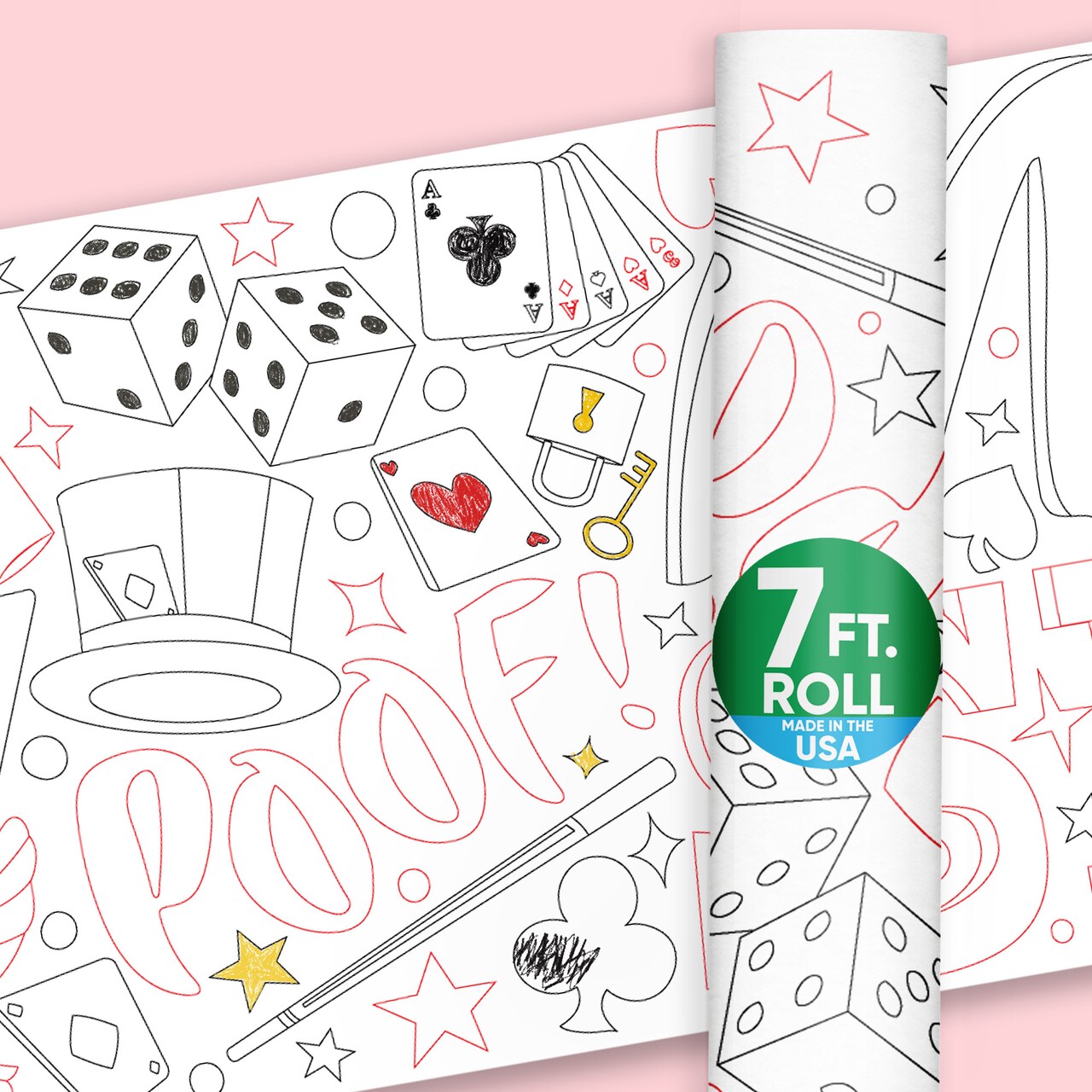 Big Dot of Happiness Magic Show Coloring Table Runner, 7ft Long Magical Birthday Party Craft & Activity Table Runner, Giant Coloring Page - 1 Roll